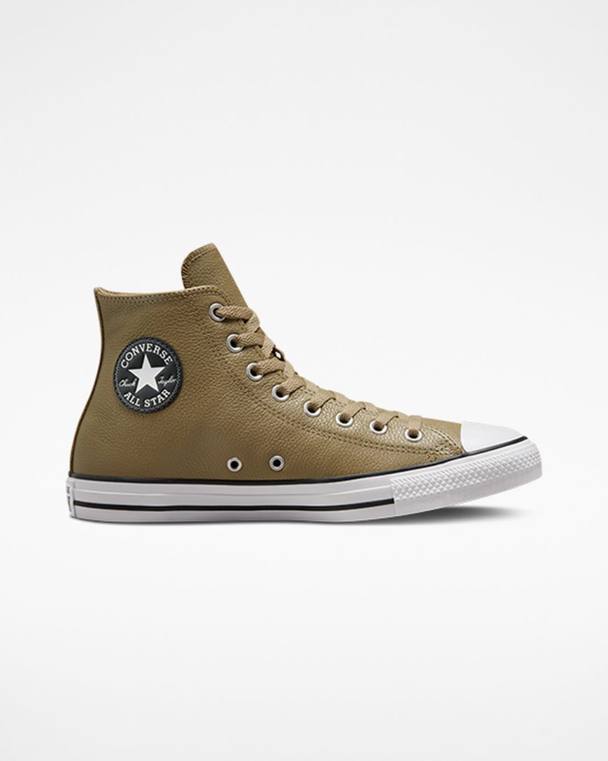 Zapatillas Altas Converse Chuck Taylor All Star Cuero Hombre Kaki | PE 27W04E